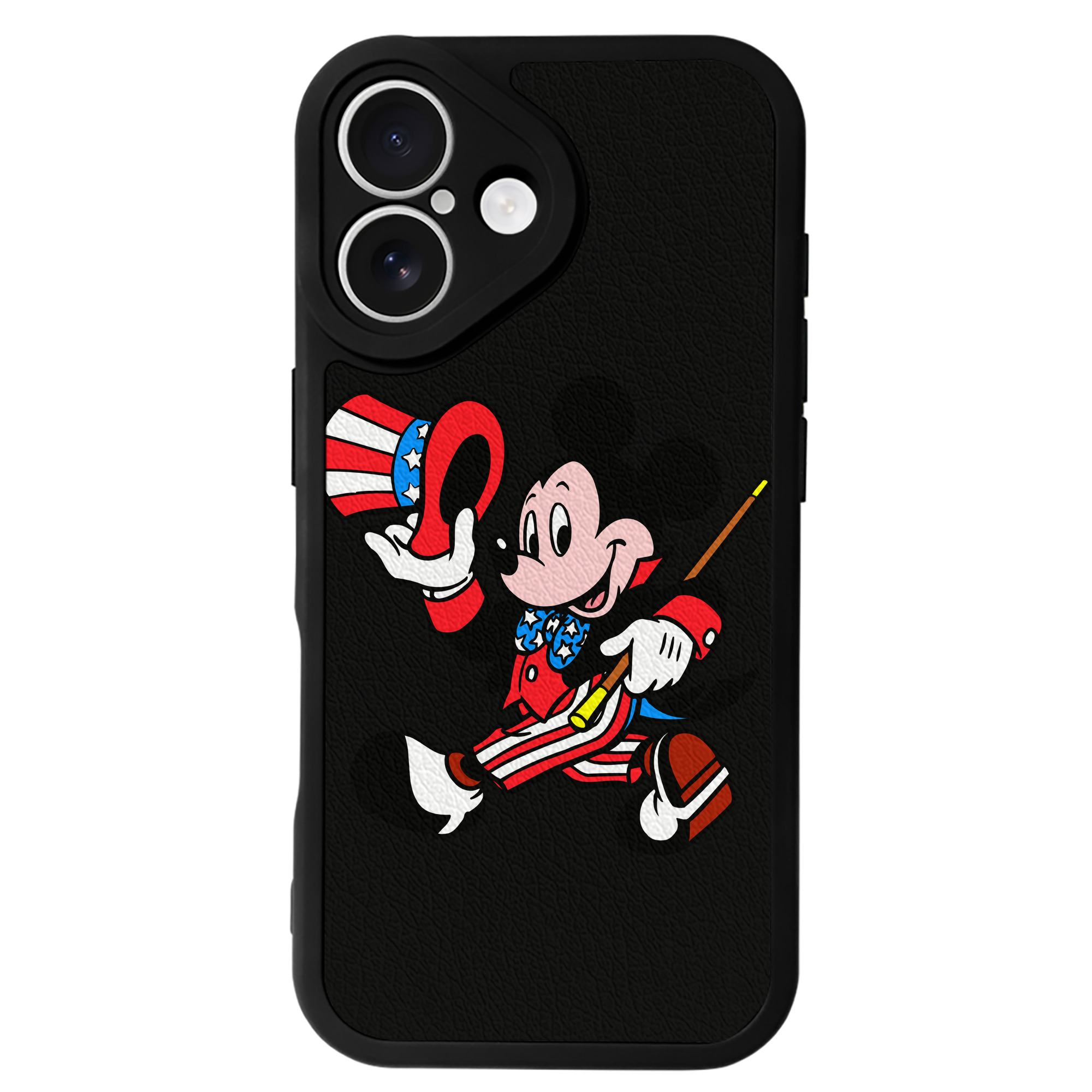 （画像用） ミッキーマウス Mickey Mouse 【iPhone 16シリーズ対応】シリコンスマホケース（レザー調） 材質：シリコン